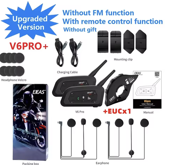 INTERCOMUNICADOR BLUETOOTH IMPERMEABLE EJEAS V6 PRO+